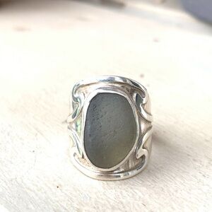 Sterling silver sea glass ring size 8